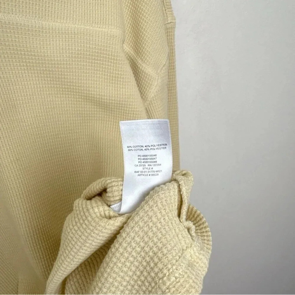 Aritzia Womens Tna Small Waffle  Yellow Long Sleeve Top - Picture 11 of 14